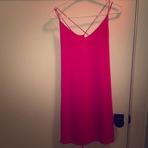 fun straps coral dress with criss cross back